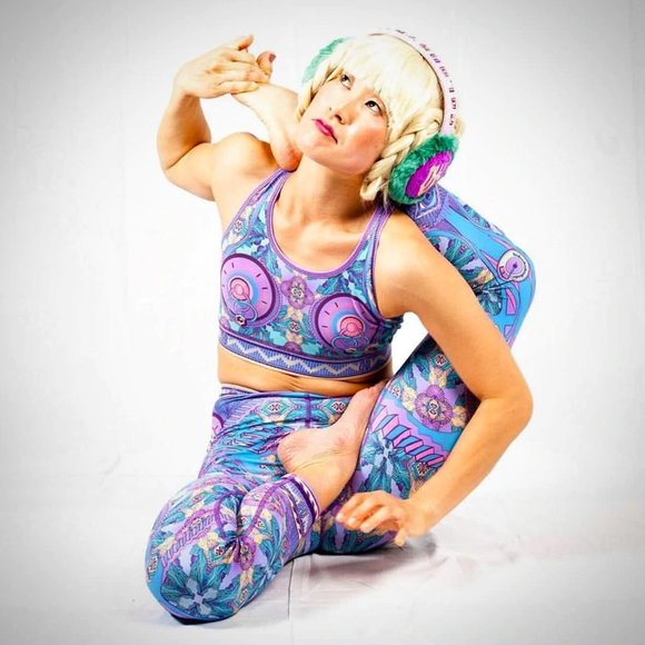 NIXI KILLICK Bold Colorful Logic Lattice Unisex Active Yoga Legging Tights - Picture 9 of 10